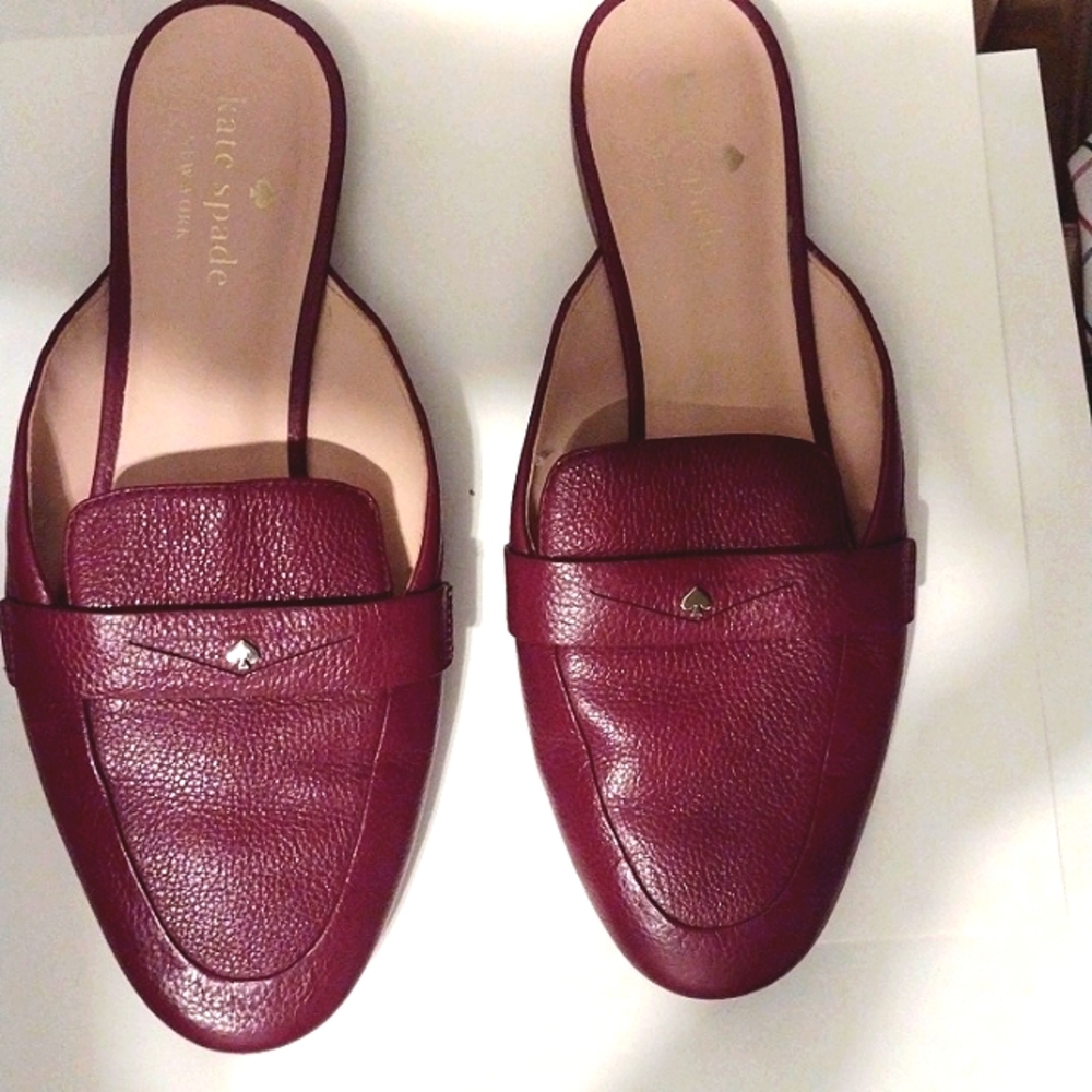 Kate Spade red leather slides